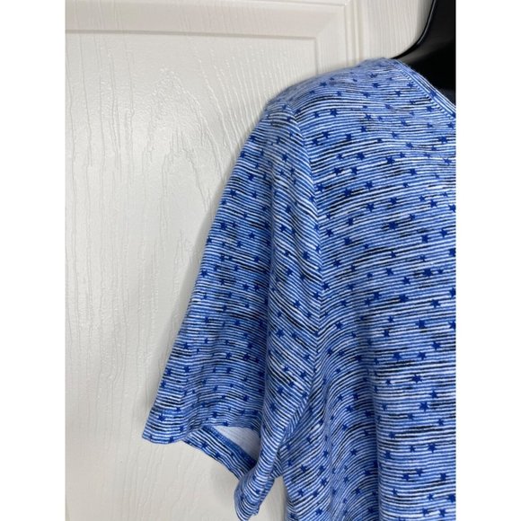 Catherines Tee Shirt Womens Plus Size 0X 14/16W Blue Stars Short Sleeve Stretch - Picture 6 of 8